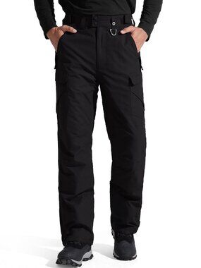 FREE SOLDIER  Waterproof Snow Pants Skiing Snowboarding Black Medium(34-36)/30L)